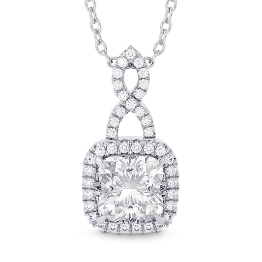 1.50 ct Cushion Halo & Drop Kolye Ucu