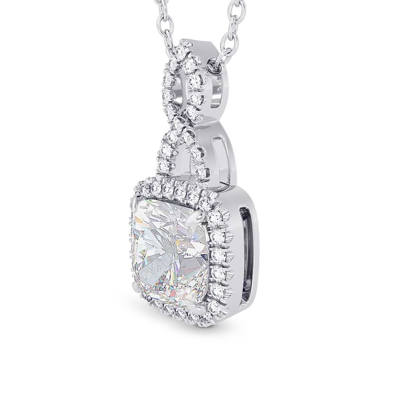 1.50 ct Cushion Halo & Drop Kolye Ucu