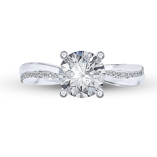 Twisted Arms Stone Round Diamond Solitaire Engagement Ring