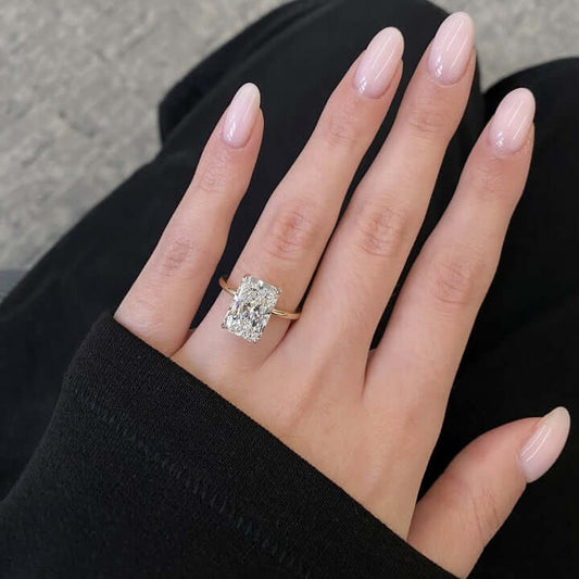 4.00 Ct D Renk VS1 Berraklık Sarı Altın Radiant Pırlanta Yüzük