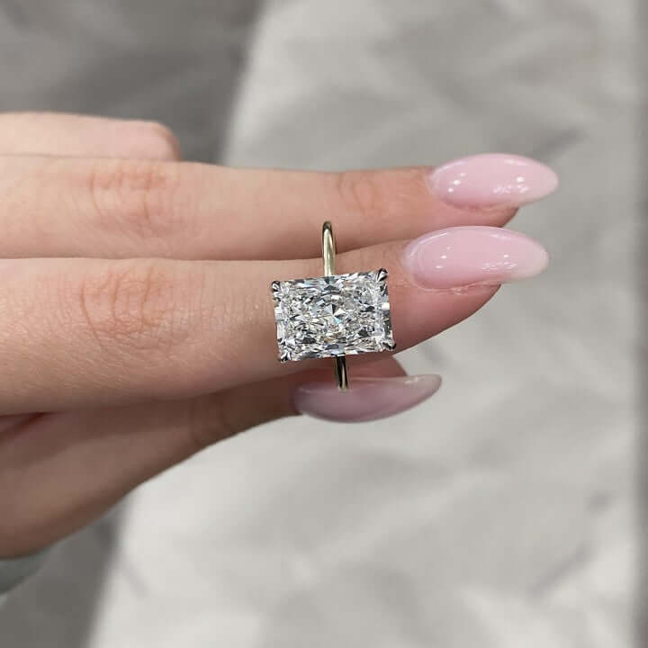 4.00 Ct D Renk VS1 Berraklık Sarı Altın Radiant Pırlanta Yüzük