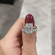 4.00 Ct D Renk VS1 Berraklık Sarı Altın Radiant Pırlanta Yüzük media 5