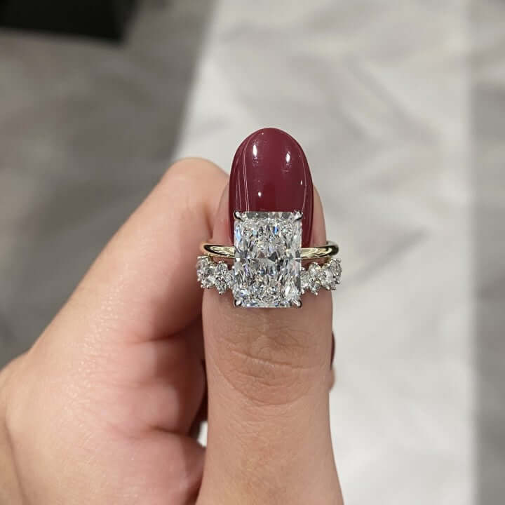4.00 Ct D Renk VS1 Berraklık Sarı Altın Radiant Pırlanta Yüzük