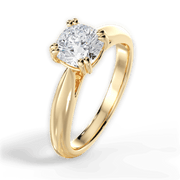 1.40 Ct E Renk VS1 Berraklık Çift Tırnak Sarı Altın Cushion Pırlanta Yüzük media 3