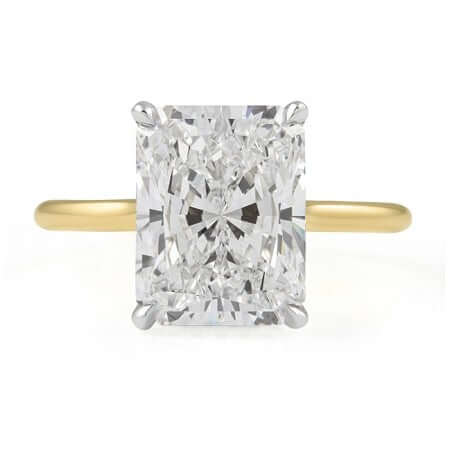 4.00 Ct D Renk VS1 Berraklık Sarı Altın Radiant Pırlanta Yüzük